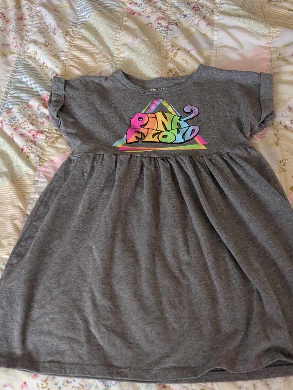 Pink Floyd Grey Kids Dress with Rainbow Logo